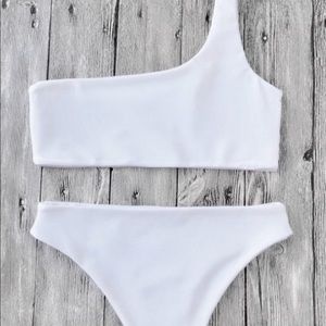 Off the shoulder white bikini